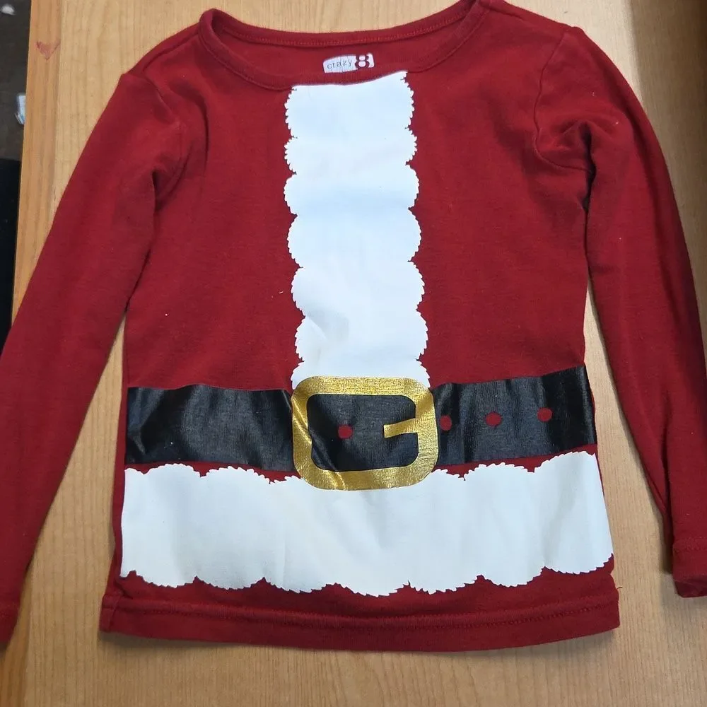 Childs Crazy 8 Santa Jammies With Extra Elf‎ Top And Hat Size 4